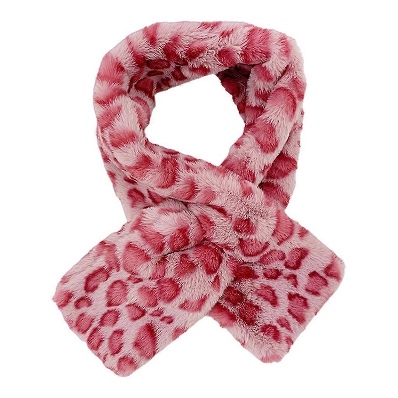 Women Pink Leopard Print for Cross Loophole Collar Scarf Harajuku Winter Thicken Furry Plush Neckerchief Windproof Thermal Neck Warmer Shawl Wrap | Fruugo SG