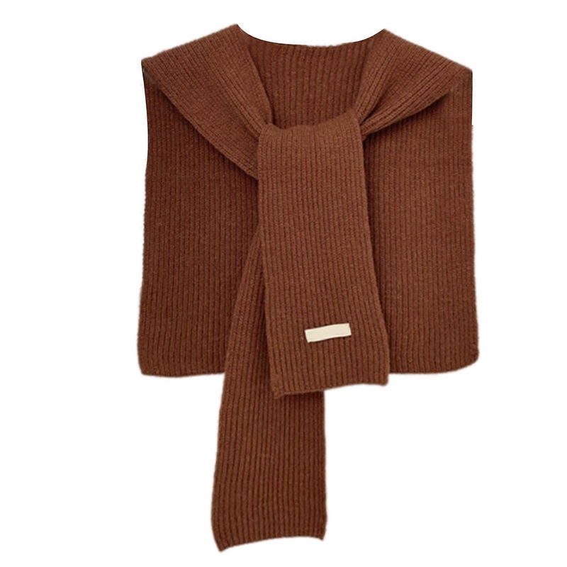 Women’s Knitted Shawl Wrap False Collar Neck Guard Elegant Simple Solid Color Ties Knotted Front Shoulder Capes Scarf  caramel color | Fruugo SG
