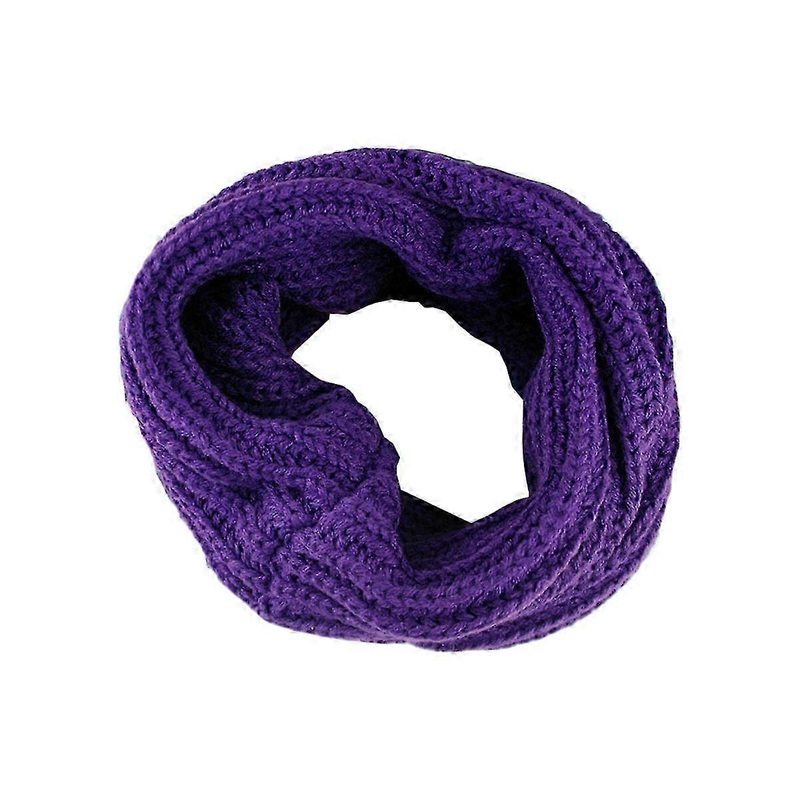 Women Winter Warm One Circle Knit Wool Blend Cowl Loop Scarf Shawl Thick Neckerchief Purple | Fruugo SG
