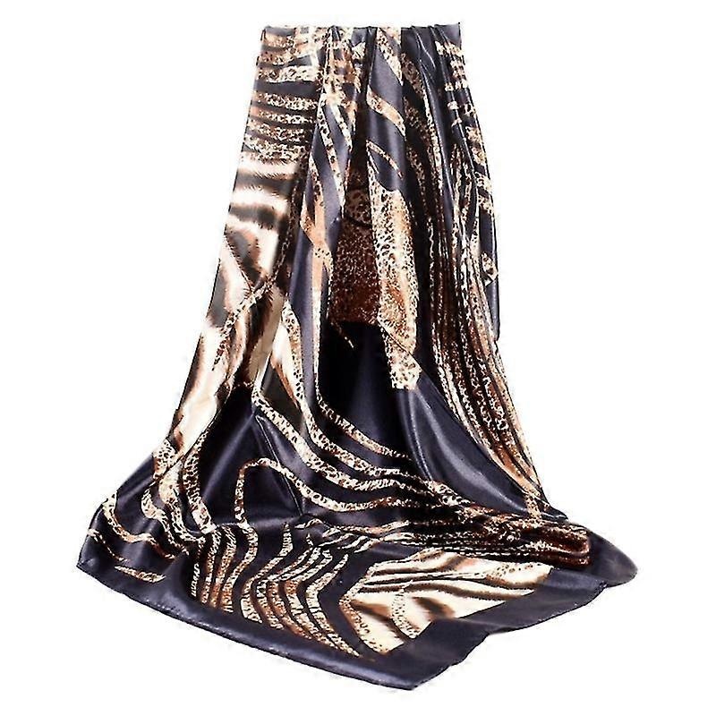 90x90cm Fashion Striped Leopard Print Scarf Luxury Women Silk Satin Hijab Scarf | Fruugo SG