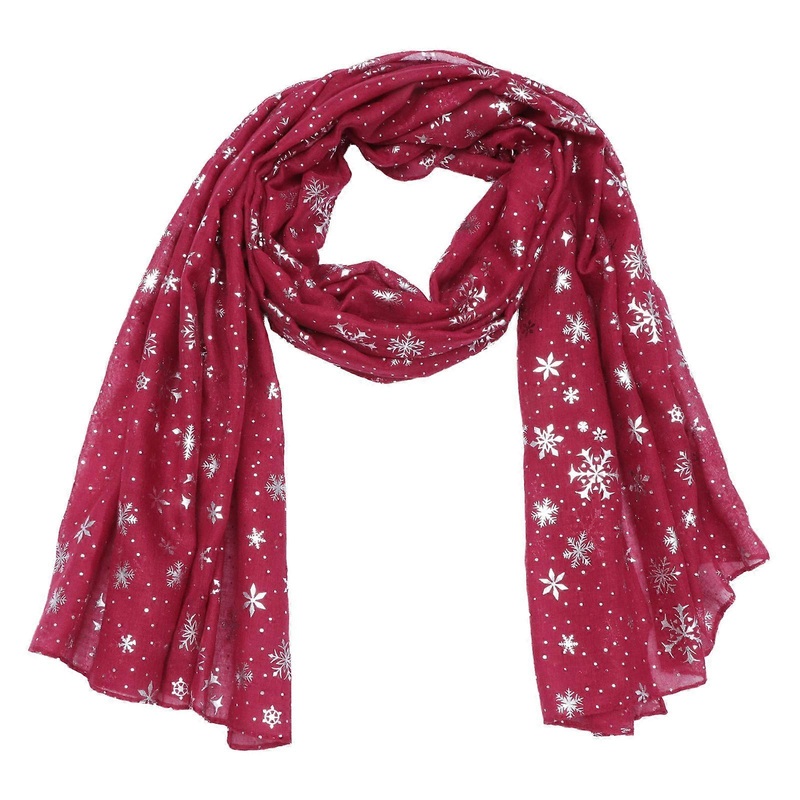 Christmas Snowflake Pattern Scarf Women Shawl Neckwear Red Rectangular 180.00X70.00X0.10CM Polyester Fashionable 1Pc | Fruugo SG