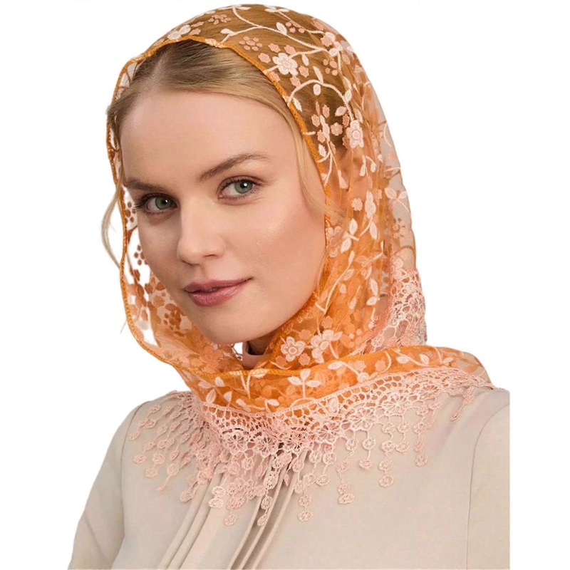 French Styles Lace Flower Headwrap Triangle Head Scarf Elegant Bandanas for Women Music Festival Photography Accessories  Orange | Fruugo SG