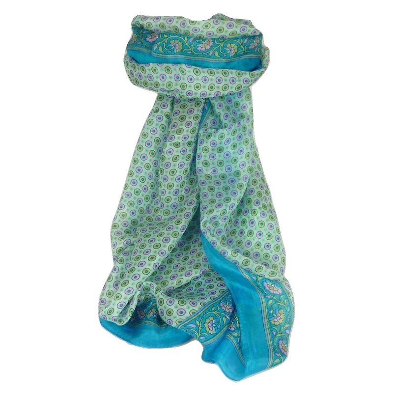 Mulberry Silk Contemporary Long Scarf Wazir Aquamarine by Pashmina & Silk | Fruugo SG