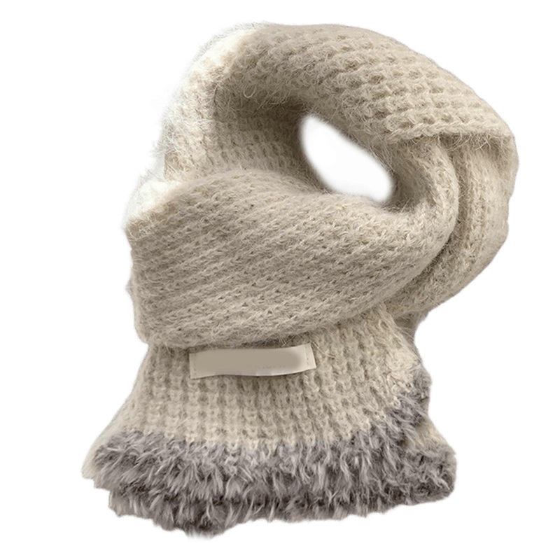 Women Scarf Furry Small Warm Collar Knitted Neck Warmer Neckerchief Collar Autumn Winter Neck Scarf  Ivory | Fruugo SG