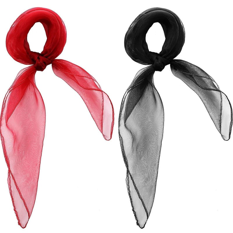 2 Pieces Square Chiffon Retro Scarf 50s neck Scarf Light Weight Neckerchief Silk Chiffon Neck Scarf for Girls Women | Fruugo SG
