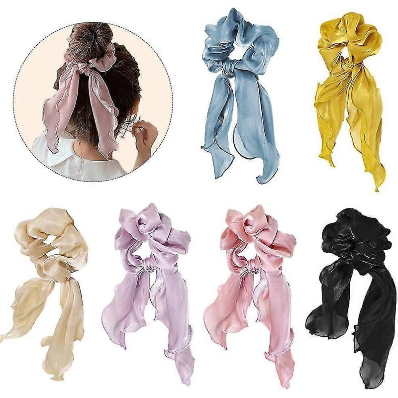 6 Pcs Acsergery Chiffon Bowknot Hair Scrunchies Scarf Scrunchies Chiffon Flower Hair Bands Gift | Fruugo SG