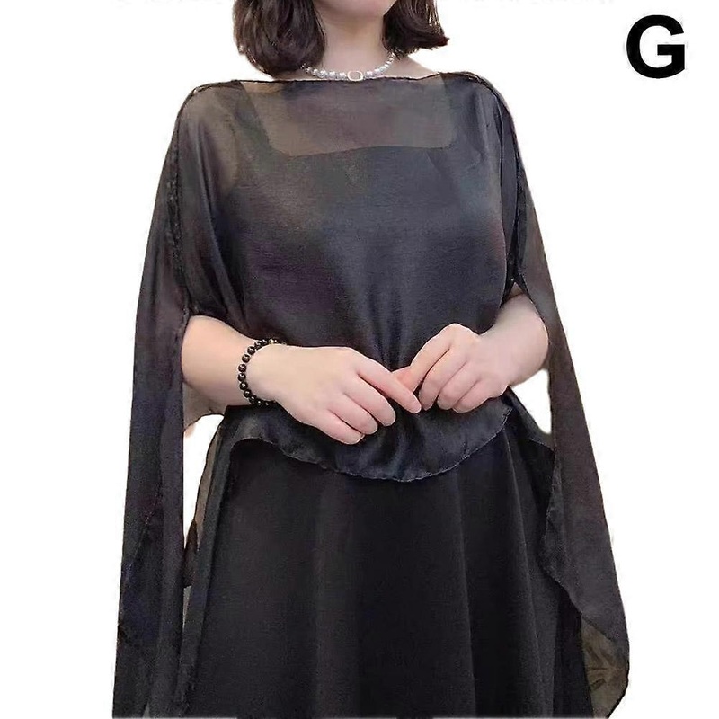 Black (G) $ Summer high-end hot style solid color holiday style fashionable all-match sunscreen pullover silk scarf shawl female | Fruugo SG