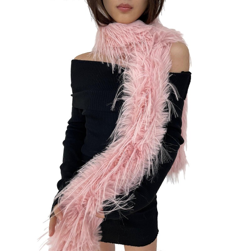 Furry Faux Furs Scarf for Women Soft Neck Scarf Long Plush Neck Warmer Winter Autumn Dress Collar for Casual and Formal  Pink | Fruugo SG