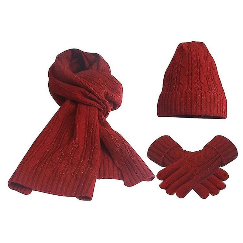 Hat Scarf & Glove Sets For Women Ladies Soft Warm Knitted Long Scarf Winter Thick Knitted Set For Skiing Outdoors | Fruugo SG