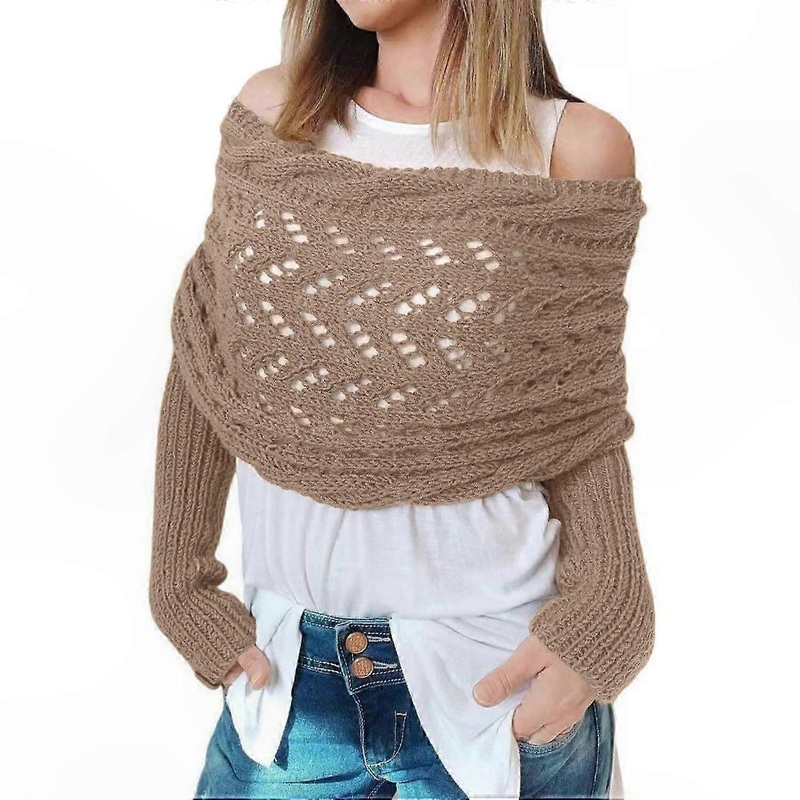 Women’s Knitted Cable Scarf with Sleeves, Warm Winter Accessory, Stylish and Cozy Design | Fruugo SG