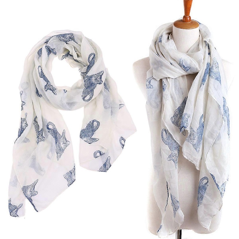 Women’s Scarves Kitten Printed Silk Winter Sunscreen Small Cat Pattern White 180X90CM Versatile 1Pcs | Fruugo SG