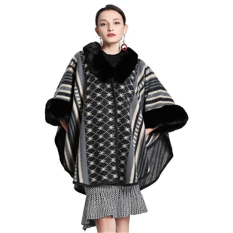 Wraps Shawls with Faux Fur Trimming Crochet Loose Cardigan for Lady | Fruugo SG