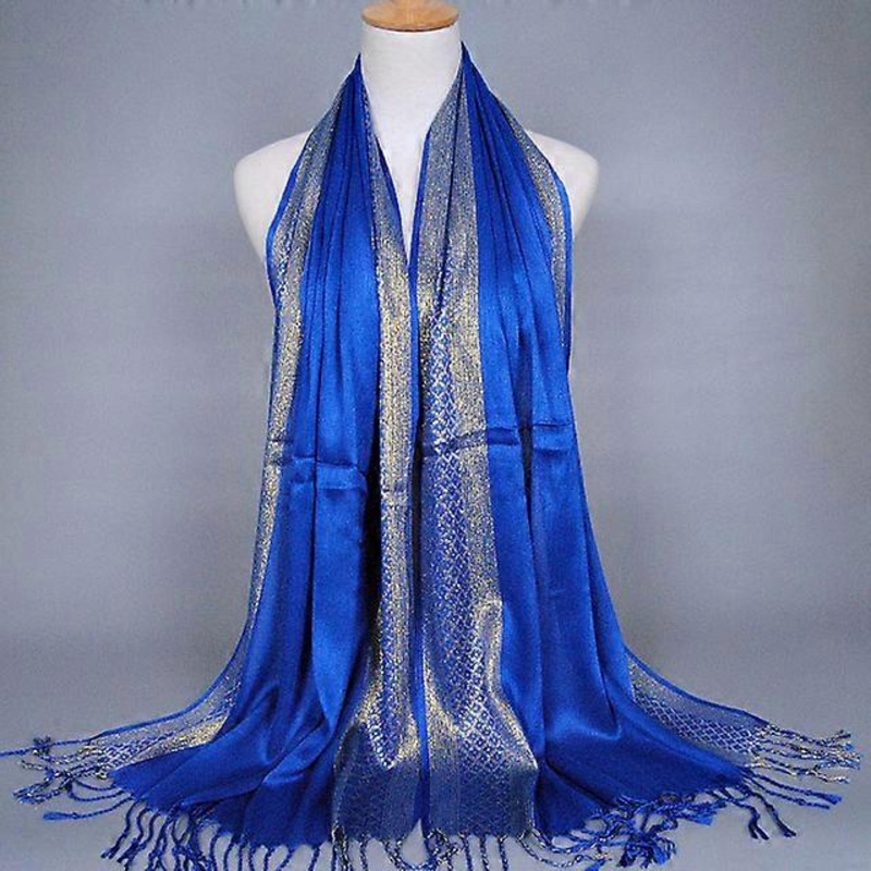 2021 Luxury Brand Women Gold Cotton Solid Color Muslim Head Scarf Shawls and Wraps Glitter Pashmina Bandana Female Foulard Hijab | Fruugo SG