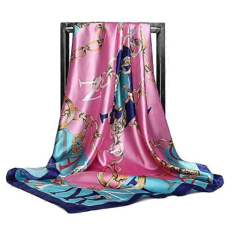 2021 New Style Letter Print Neck Scarves Fashion Silk Hijab Scarf Women Sunscreen Satin Beach Towel Female 90X90CM Square Shawls | Fruugo SG