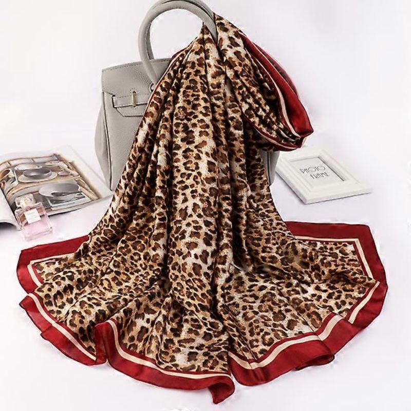 2023 Fashion New Sunscreen Shawl Popular Leopard Print Beach Towel Female 180X90CM Dustproof Bandanna Summer Luxury Silk Scarves | Fruugo SG
