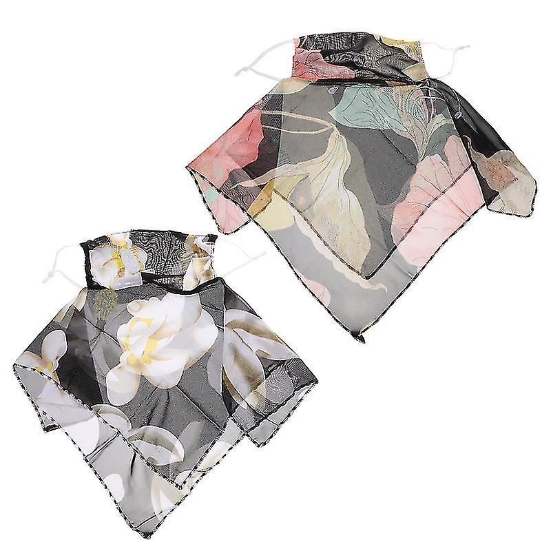 55X45x0.2cm Female Scarves & Shawls 2pcs Women Mask Scarves Reusable Face Cover Chiffon Bandana Prin | Fruugo SG