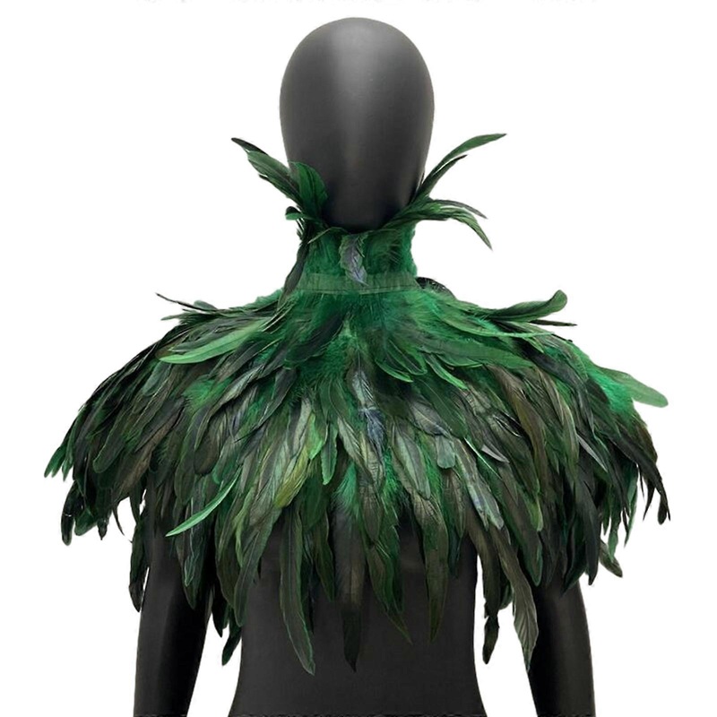 Adults Halloween Feathers Cloak Cosplay Costume Gothic Cape Feather Shawl Female Universal Neck Scarf Festival Neckwear  Green | Fruugo SG