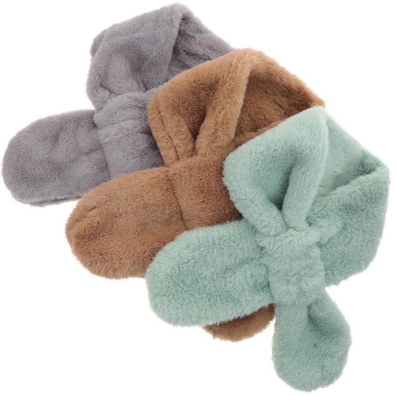 Children Fuzzy Scarf Winter Warmth Protection Grey Rectangular School Hiking 3Pcs | Fruugo SG