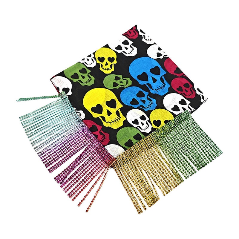 Eye Catching Skull Designed Bandana Scarf Color Matching Headscarf with Colorful Tassels for Fashion Forward Individuals  Colored skull | Fruugo SG