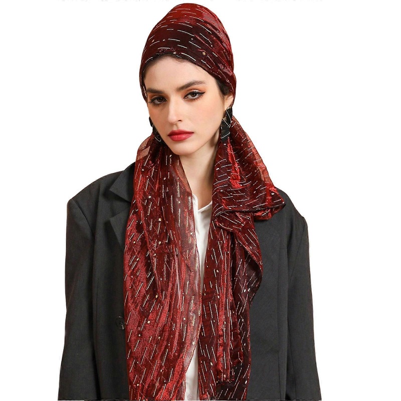 Fashionable Hijab Scarf Muslims Headscarf Turban Neck Wrap Rectangle Kerchief for Convenience and Comfortable Daily Use  Burgundy | Fruugo SG