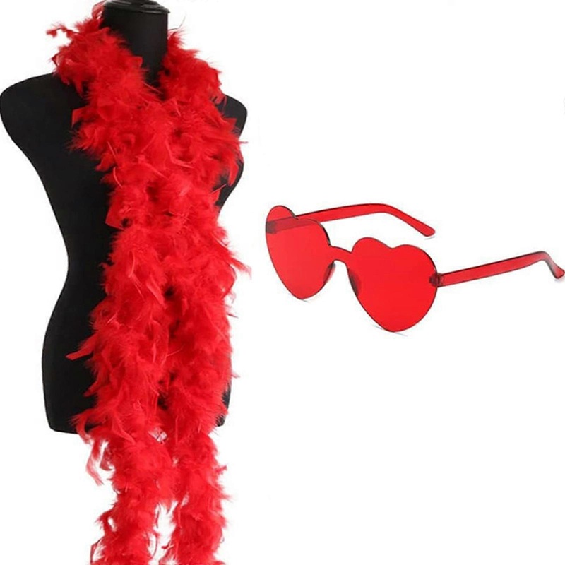 FeatherBoa Kerchief Heart Shape Sunglasses for Female Masquerade Party Wear Women Musical Festival Costume Accessories  Red | Fruugo SG