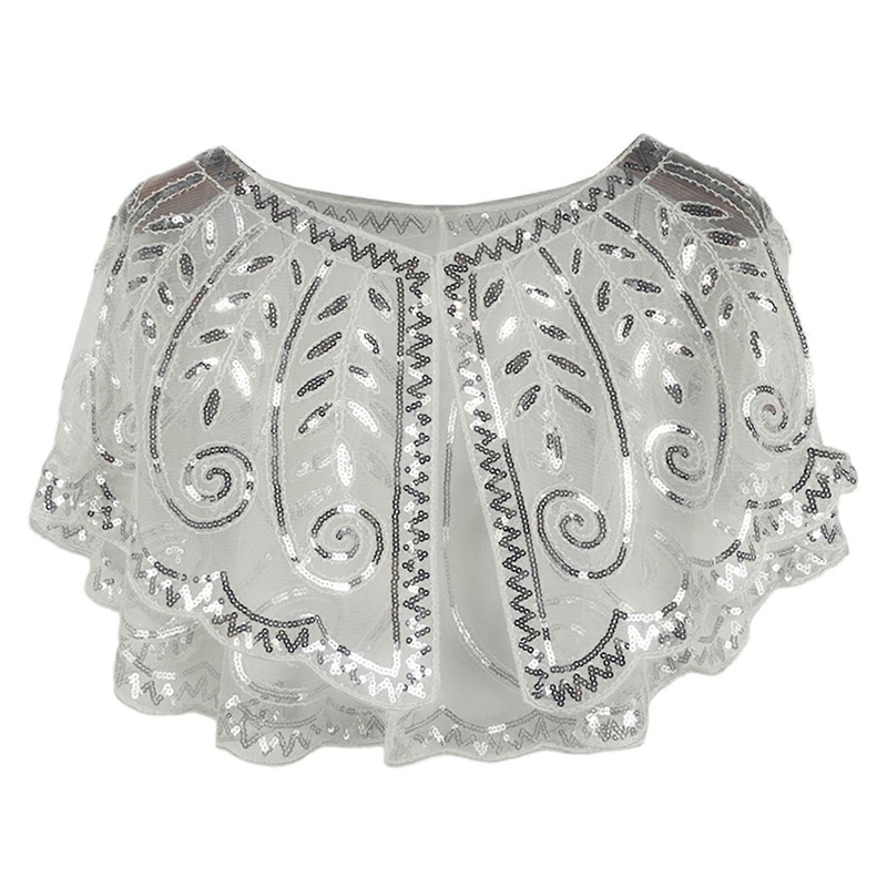 Glittering Party Ponchos Embellished Tulle Wrap Shawl Meshes Shawl Beaded Decoration for Dinners and Parties  White | Fruugo SG