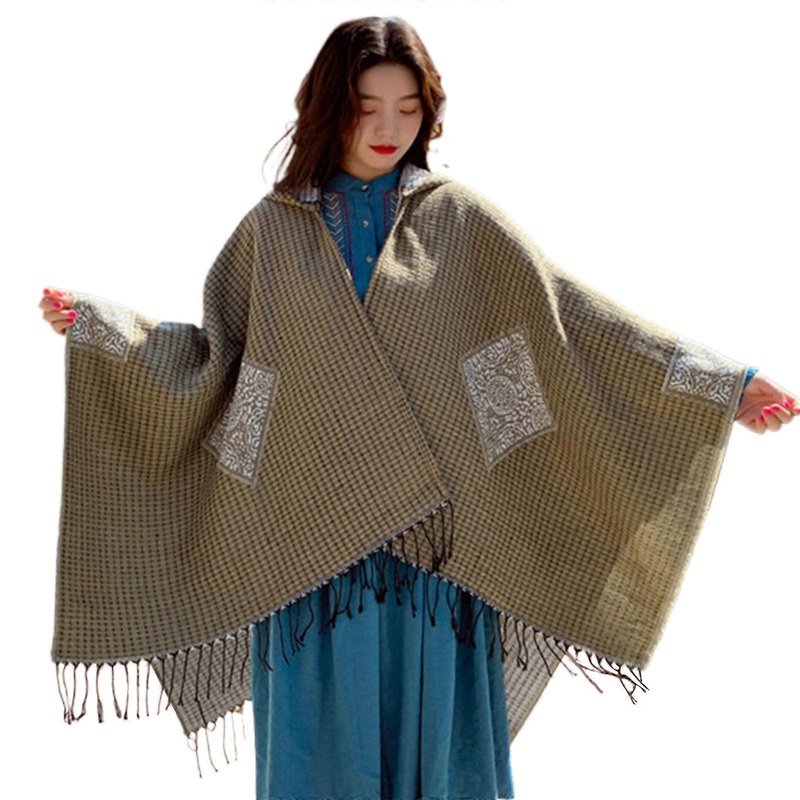 Women Shawl Wrap Poncho Warm Blanket for Office Outdoor Wedding Open Front Shawl Wrap Poncho Warm Scarf  khaki | Fruugo SG
