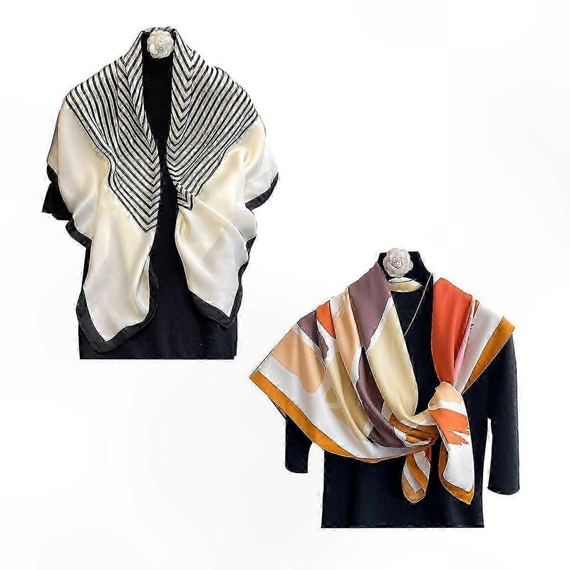 2 Pack Satin Square Scarves, 90x90cm Soft Silk-Touch Bandanas for Stylish Looks | Fruugo SG