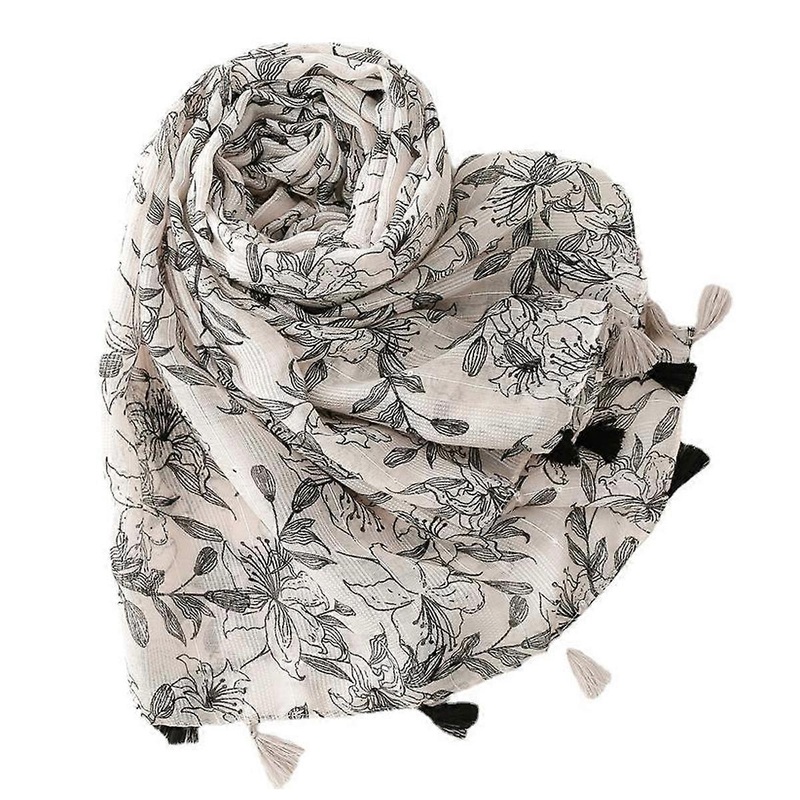 Boho Scarf for Women Lightweight Floral Printed Scarf Fall Winter Fashion Fringed Shawl | Fruugo SG