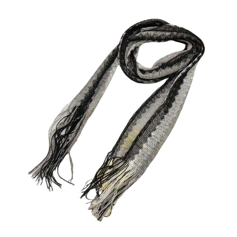 Classical Striped Scarf With Fringes Designs Seethrough Neck Wear For Women Girl Dress Multiuse Narrow Scarf for Daily  Black grey | Fruugo SG