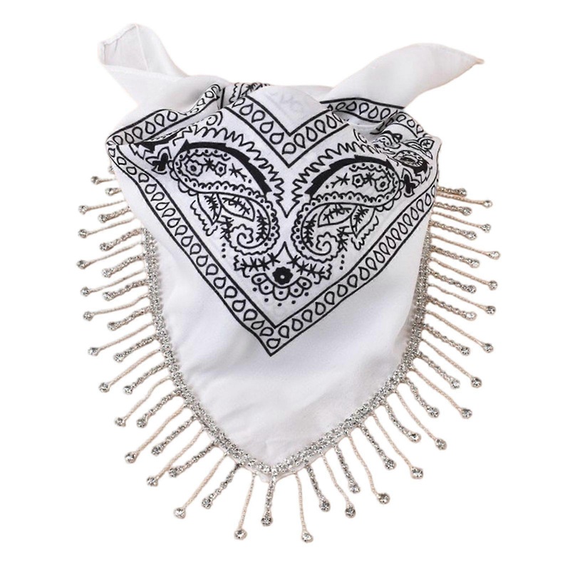 Fashion Bandana Tassels Head Scarf for Women Men Unisex Crystal Neck Scarves Shimmering Neckerchief for Nightclub Party  White | Fruugo SG