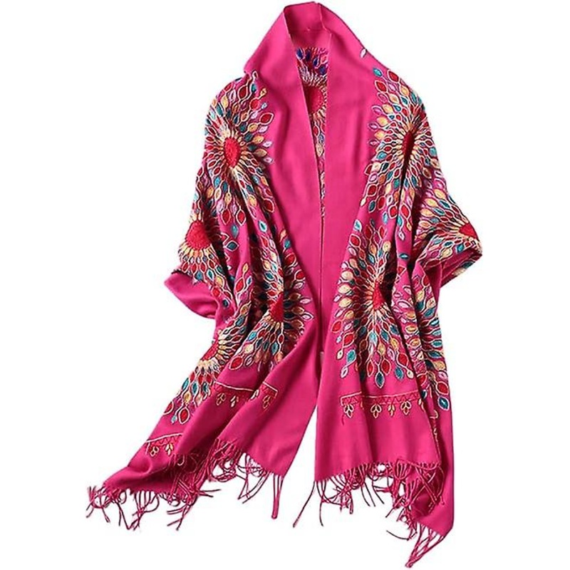 Women’s Embroidered Oversize Tassel Shawl Scarf Wraps For Women | Fruugo SG
