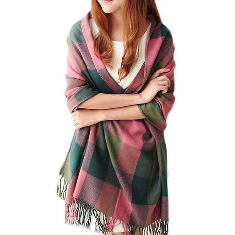 Women Tartan Scarf Large Check Shawl Neck Wrap Long Plaid Tassel Scarves | Fruugo SG
