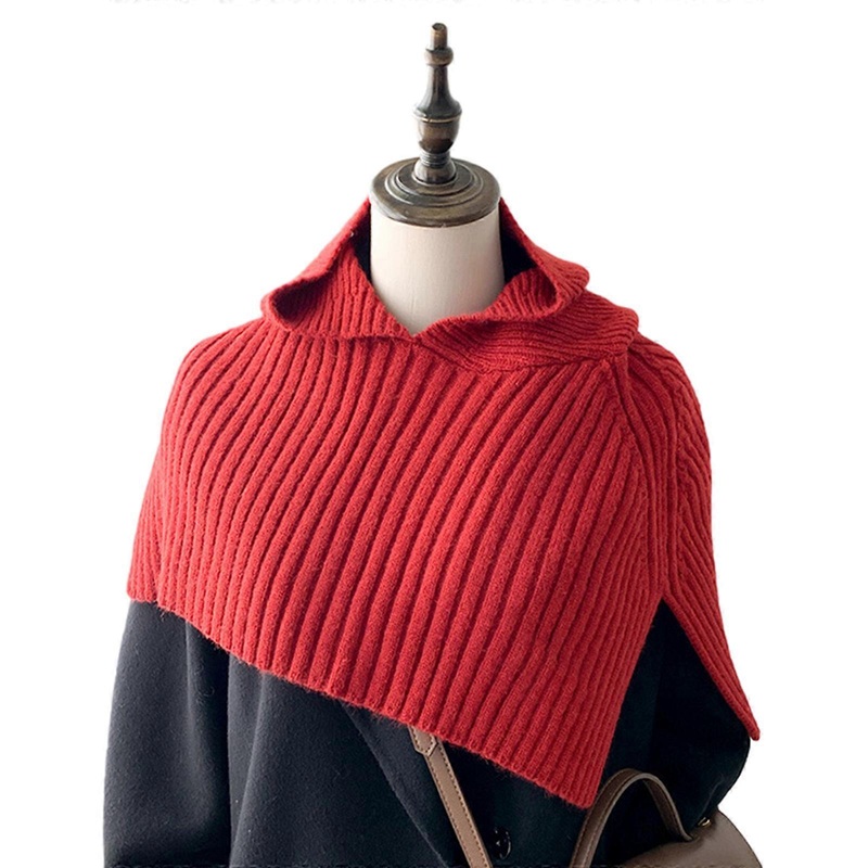 2-in-1 Winter Warm Split Shawl Hat for Women Knit Solid Color Hooded Scarf Outdoor Activity Cape Windproof Pullover Hat  Red | Fruugo SG