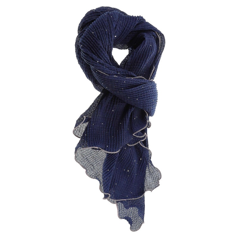 Elegant Chiffon Scarf Women Parties Headscarf Honeycomb Crinkle Navy 1Pcs | Fruugo SG