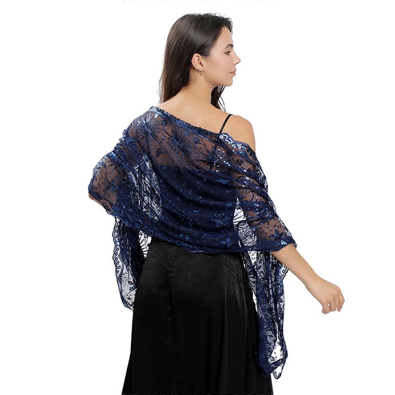 Fashion Summer Wedding Party Scarf for Woman Sequins Decor Wrap Casual Embroidery Scarves Shawls Foulard Female Supplies  Navy Blue | Fruugo SG