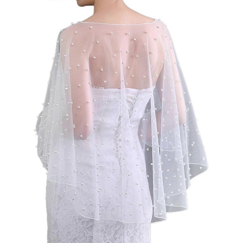 Female Summer Wedding for Jacket Bolero Pearl Beads Embroidery Bridal Sunscreen Shawl Wraps Evening Cape Cover | Fruugo SG