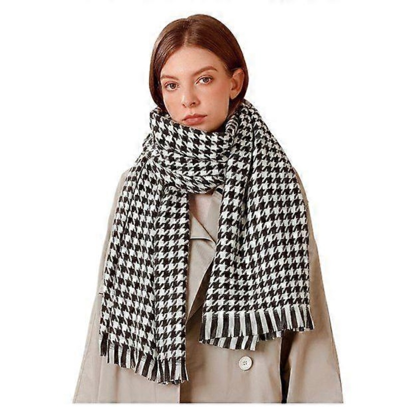 Houndstooth Scarf European and American street style Scarves Female Cashmere Shawl Geometric Shape Long Printed Wraps | Fruugo SG