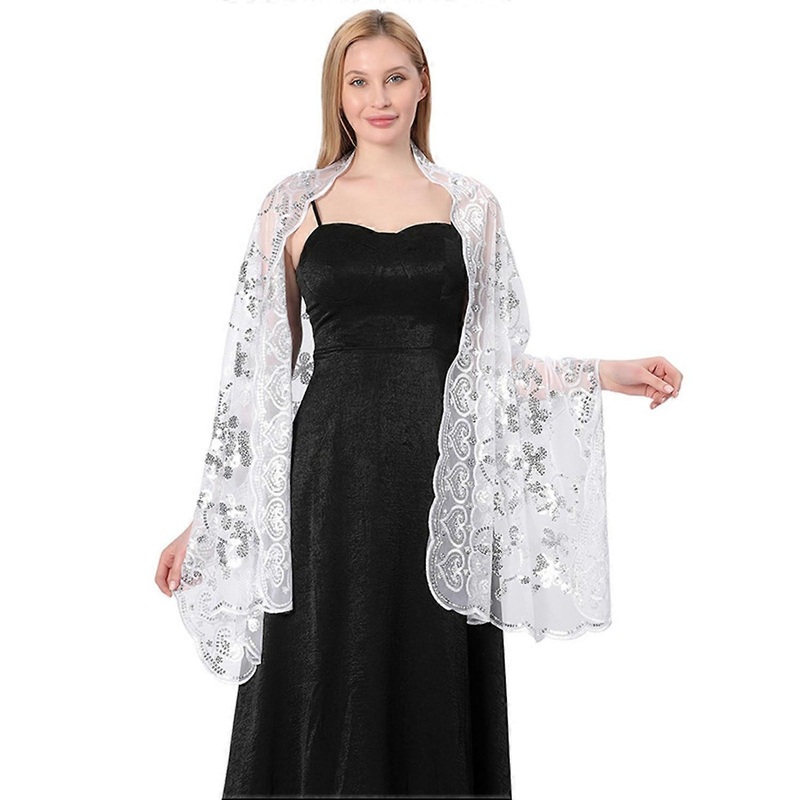 Ladies Shawl Sequins Flower Decor Thin Lightweight Versatile Wrap Curvy Figure Oversized Shawl Daily | Fruugo SG