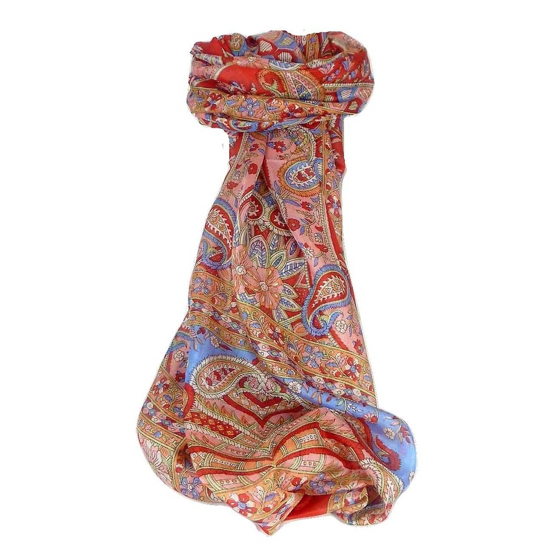 Mulberry Silk Traditional Long Scarf Chawl Scarlet by Pashmina & Silk | Fruugo SG