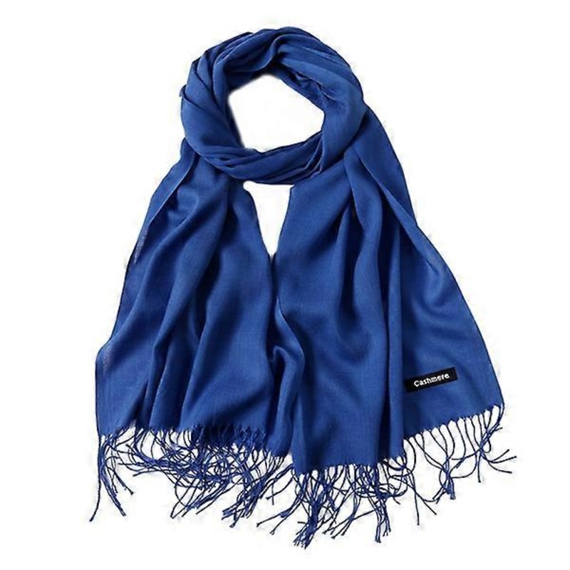ZK-Ladies Solid Color Faux Cashmere Scarf with Fringe Ladies Spring and Autumn Thin Long Scarf High Quality Ladies Shawl Royal Blue | Fruugo SG