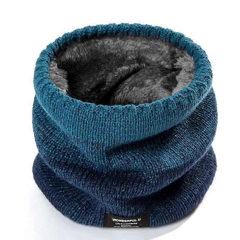 ZK-Men’s Winter Scarf Wool Loop Bandana Knitted Warm Solid Color Scarf Women Thick Neck Leggings Cashmere Warm Handkerchief Ski Mask 1pc(Lake Blue) | Fruugo SG