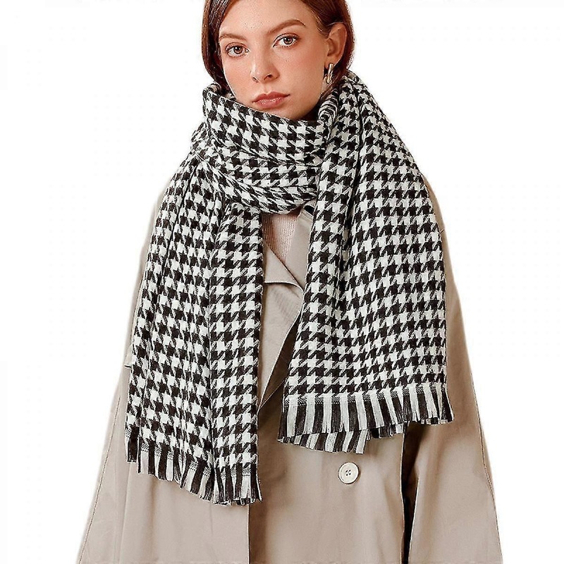 Cashmere Feel Scarf Soft Winter Buffalo Tartan Tweed Houndstooth Plaid Gift Men Women Black | Fruugo SG