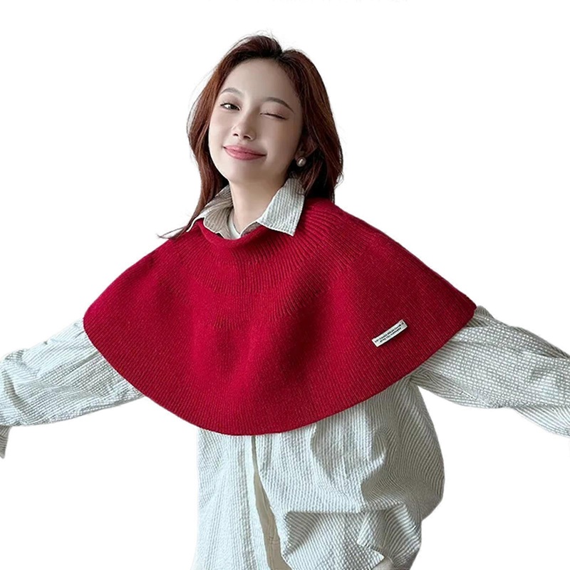 Classical Capes Scarf Shawl Scarf All Matching Knitted Shawl Wrap Cloak Scarf for Stylish Warmth Cold Weather Neck Wrap  Red | Fruugo SG