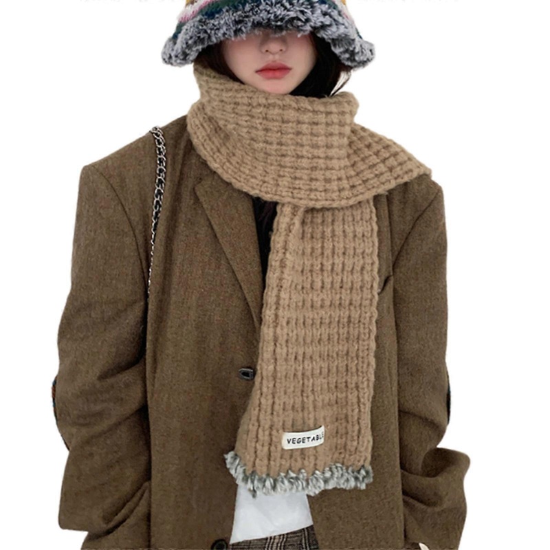 Comfortable Warm Scarf Indoor Outdoor Versatiles Scarves Solid Color Neckerchief for Skiing Shopping and Festives Occasi  khaki | Fruugo SG