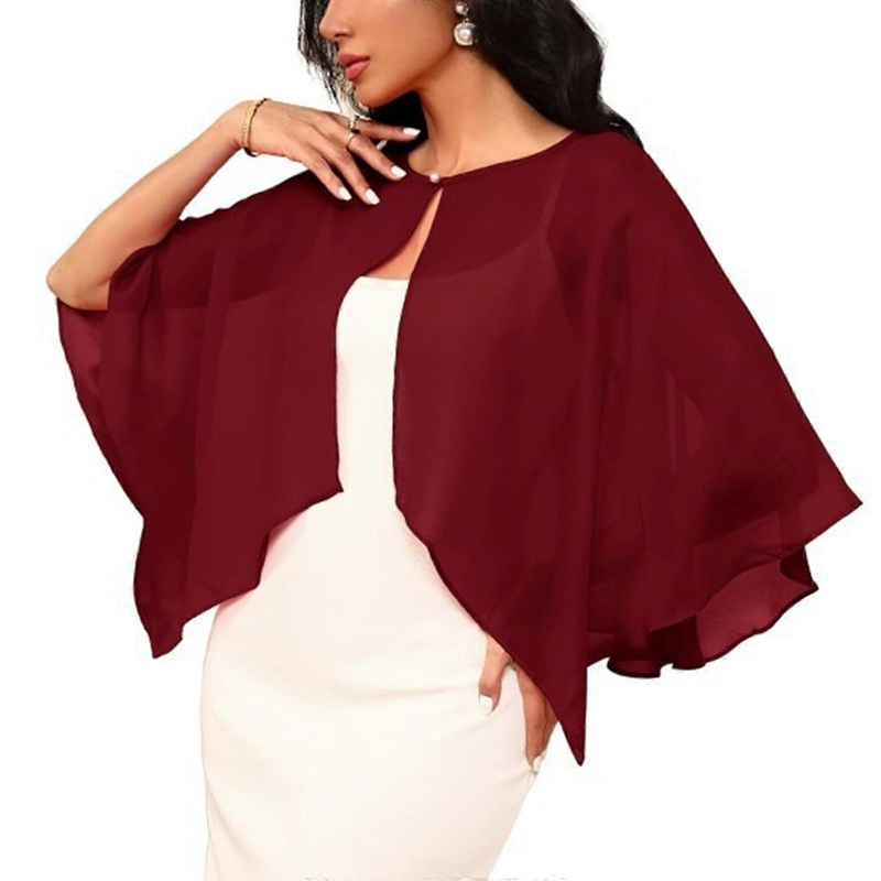 Delicate Pearls Embellished Bridal Wrap UPF30+ Chiffon Summer Wedding Accessory Lightweight Shoulder Shawl for Women  Burgundy | Fruugo SG