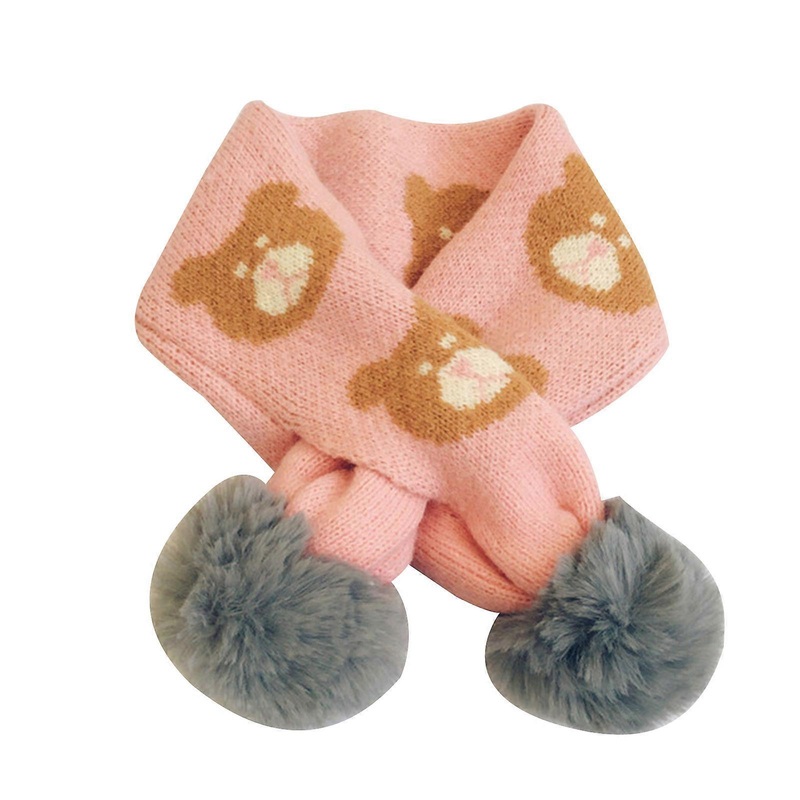 Kids Children Knitted Scarves Neck Warmer Thicken Pompom Neckchief Scarf Baby Boys Girls Autumn Winter Warm Cartoon Printed Collar Scarf  Pink | Fruugo SG