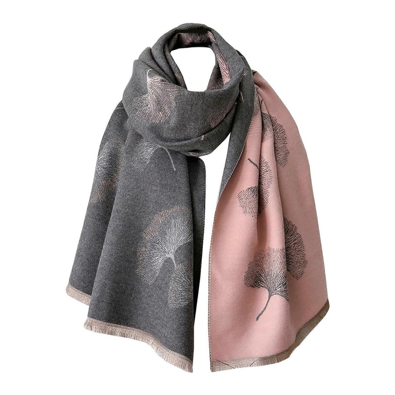 Large Warm Shawl Wrap Leaf Print Tassels Winter Accessory Casual Crop Tassels Thick Oversized Shawl for Ladies  Pink Gray | Fruugo SG