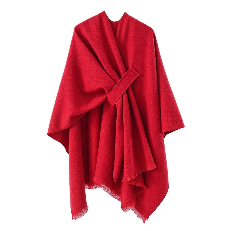 Large Warm Shawl Wrap Open Front Solid Color Winter Accessory Casual Crop Solid Color Thick Oversized Shawl for Ladies  Red | Fruugo SG
