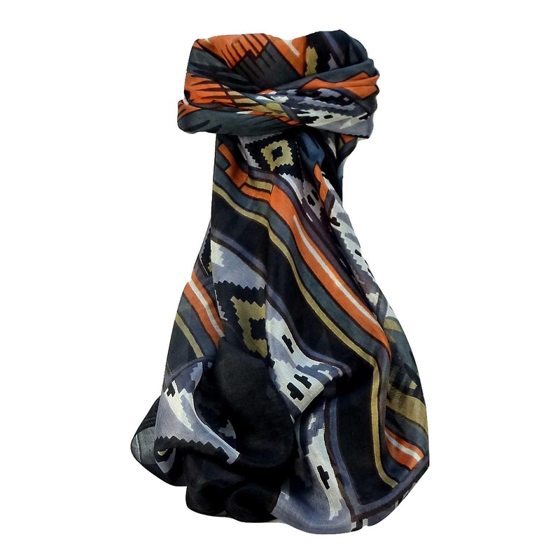 Mulberry Silk Contemporary Square Scarf Orcha Charcoal by Pashmina & Silk | Fruugo SG